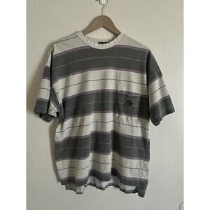 Vintage 90s Quiksilver Surf Striped Embroidered Pocket T Shirt Size S